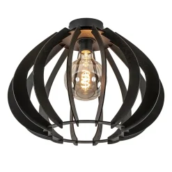 Straluma Landelijke plafondlamp hout mat zwart> Woonkamerlampen|Slaapkamerlampen