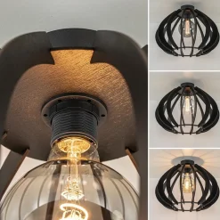 Straluma Landelijke plafondlamp hout mat zwart></noscript> Woonkamerlampen|Slaapkamerlampen