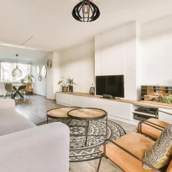 Straluma Landelijke plafondlamp hout mat zwart></noscript> Woonkamerlampen|Slaapkamerlampen