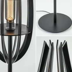 Straluma Landelijke vloerlamp mat zwart met houten kap></noscript> Vloerlampen|Botanische Verlichting