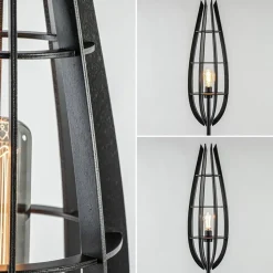 Straluma Landelijke vloerlamp mat zwart met houten kap></noscript> Vloerlampen|Botanische Verlichting