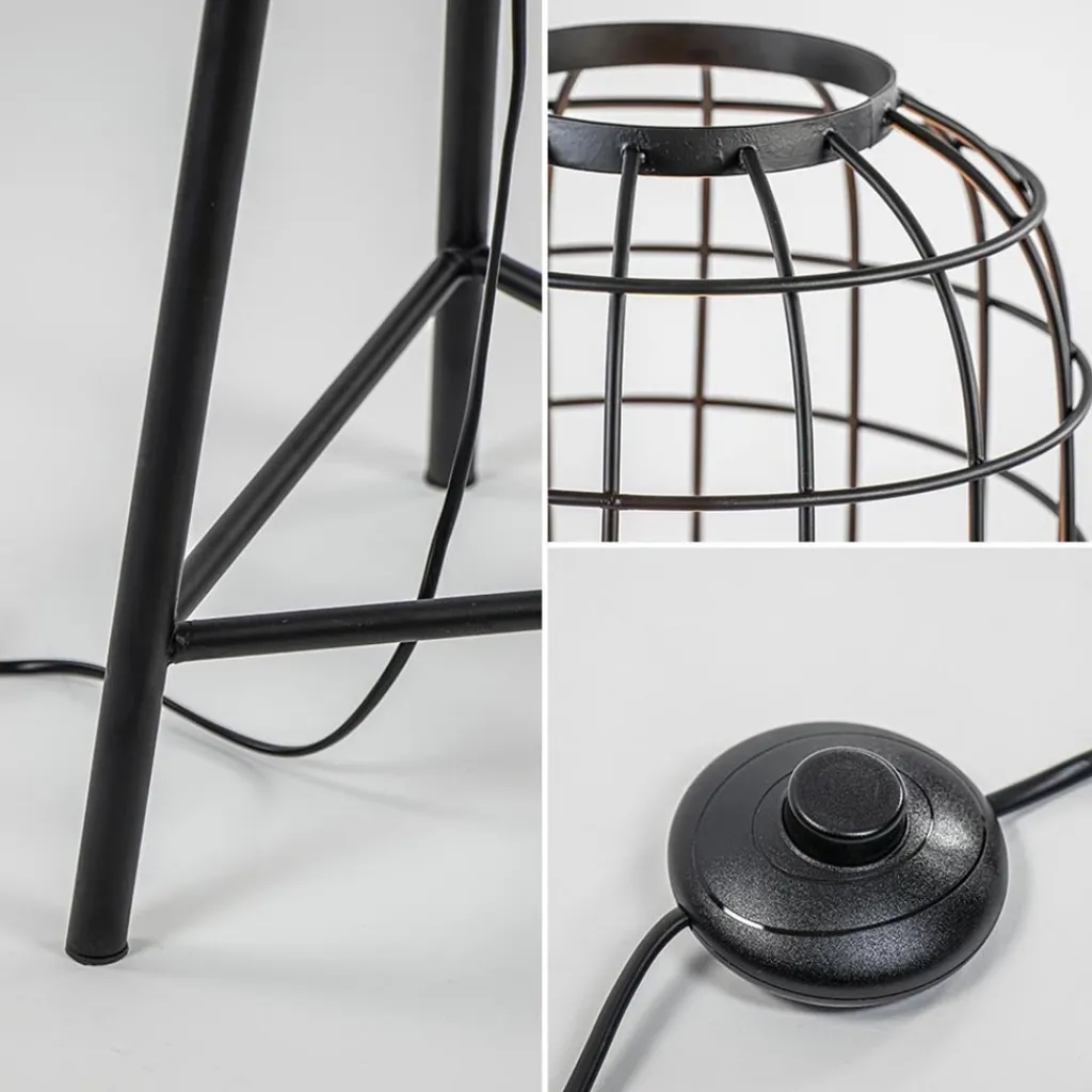 Straluma Landelijke vloerlamp Toah mat zwart met brons> Vloerlampen|Driepoot lampen