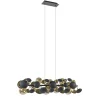 Straluma Langwerpige hanglamp grijs/goud + amber glas> Hanglampen|Eettafellampen