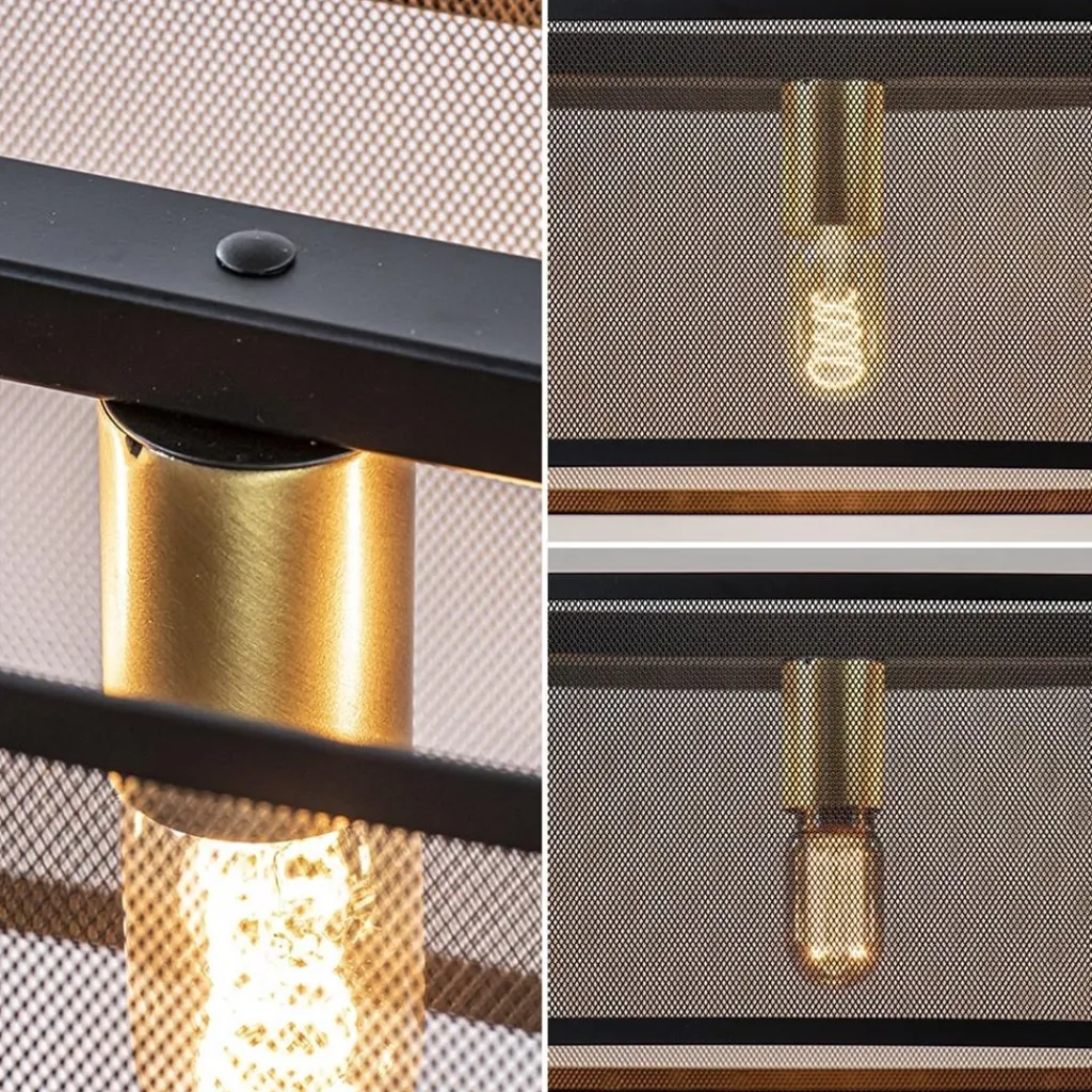 Straluma Langwerpige hanglamp mat zwart metaal met goud> Eettafellampen|Keukenverlichting