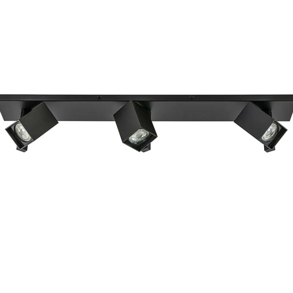 Straluma Langwerpige 3L opbouwspot met vierkante spots zwart> Plafondlampen|Opbouwspots