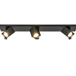 Straluma Langwerpige 3L opbouwspot met vierkante spots zwart> Plafondlampen|Opbouwspots