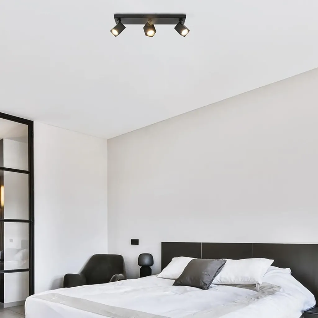 Straluma Langwerpige opbouwspot 3-lichts balk zwart> Opbouwspots|Woonkamerlampen
