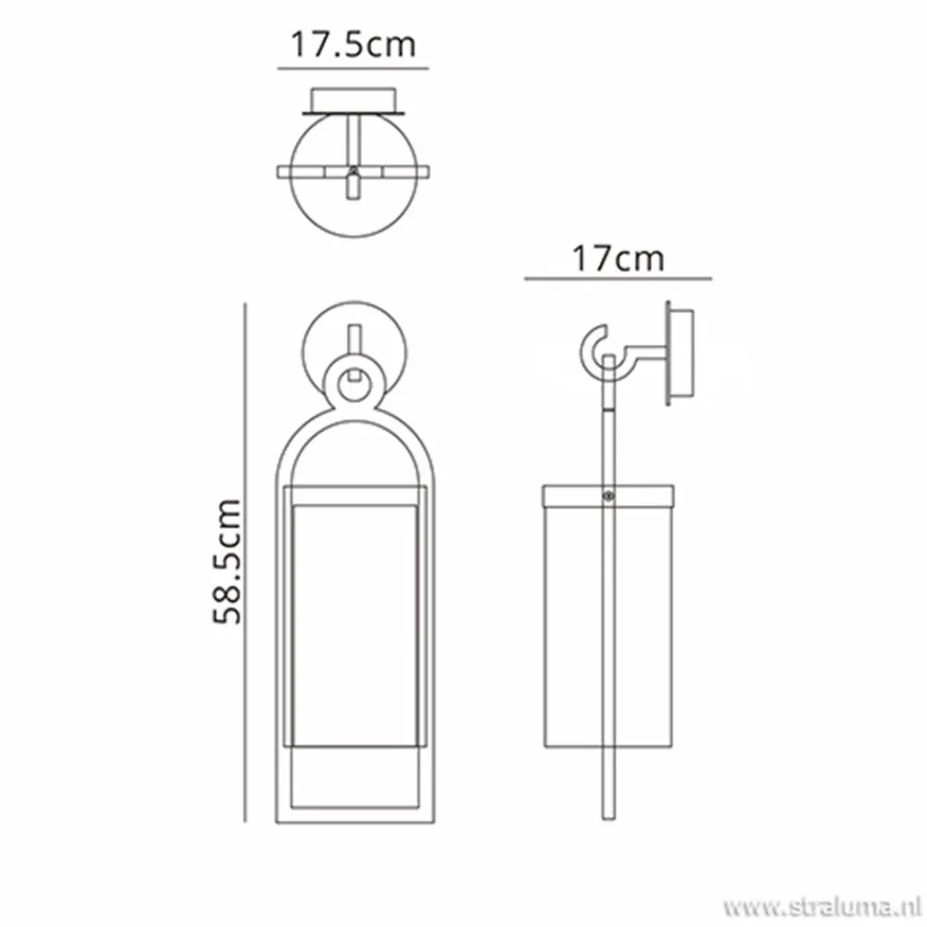 Straluma Lantaarn buitenlamp antraciet met glas IP54> Wandlampen|Buitenlampen