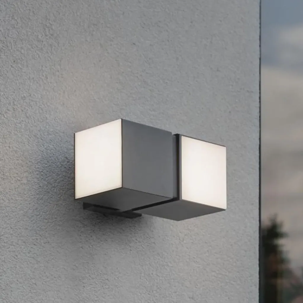 Straluma LED buitenlamp dubbele kubus draaibaar grijs IP54> Wandlampen|Buitenlampen