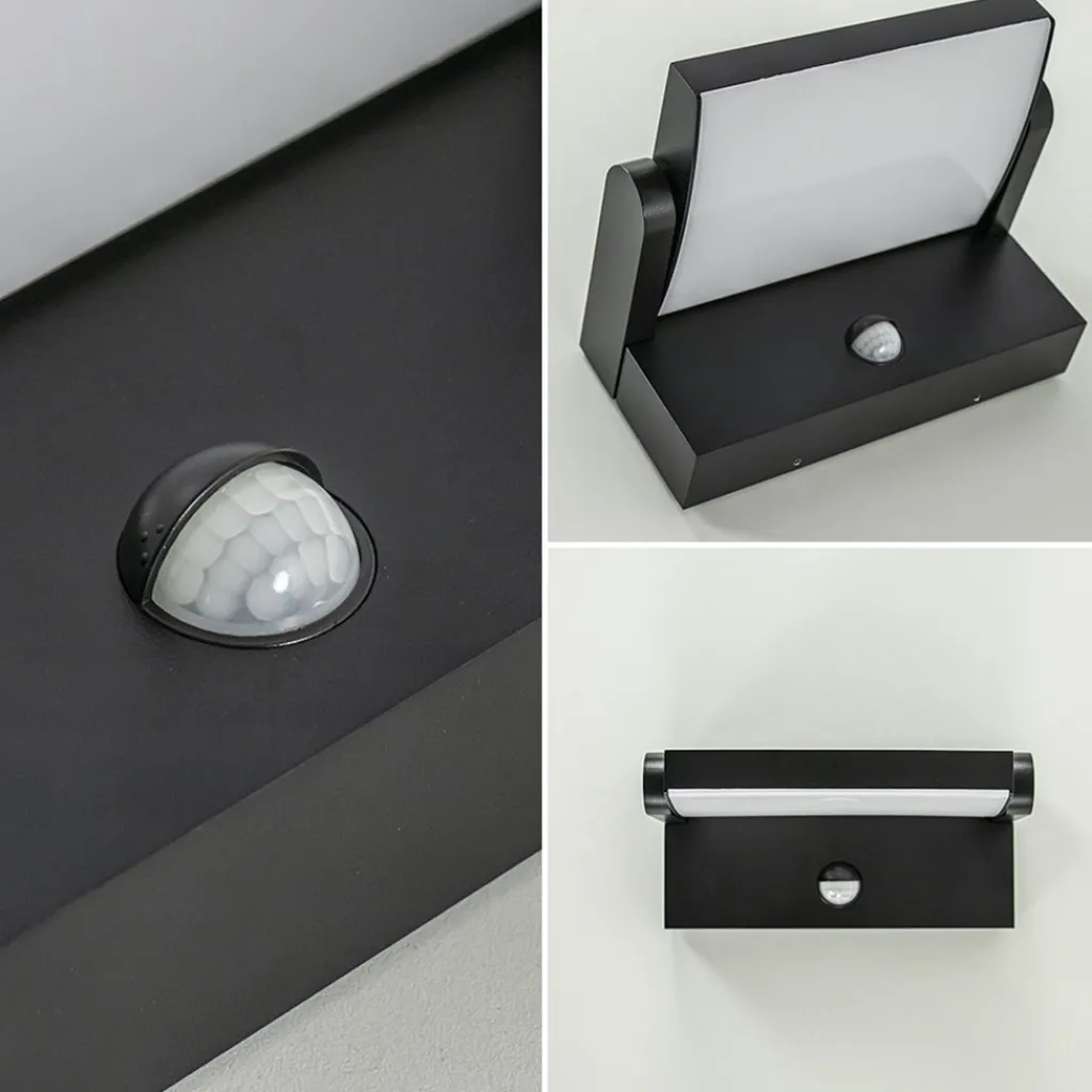 Straluma LED buitenlamp zwart met draaibare kap en sensor> Wandlampen|Buitenlampen