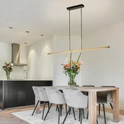 Straluma LED hanglamp aluminium mat zwart met mat goud dimbaar></noscript> Hanglampen|Eettafellampen