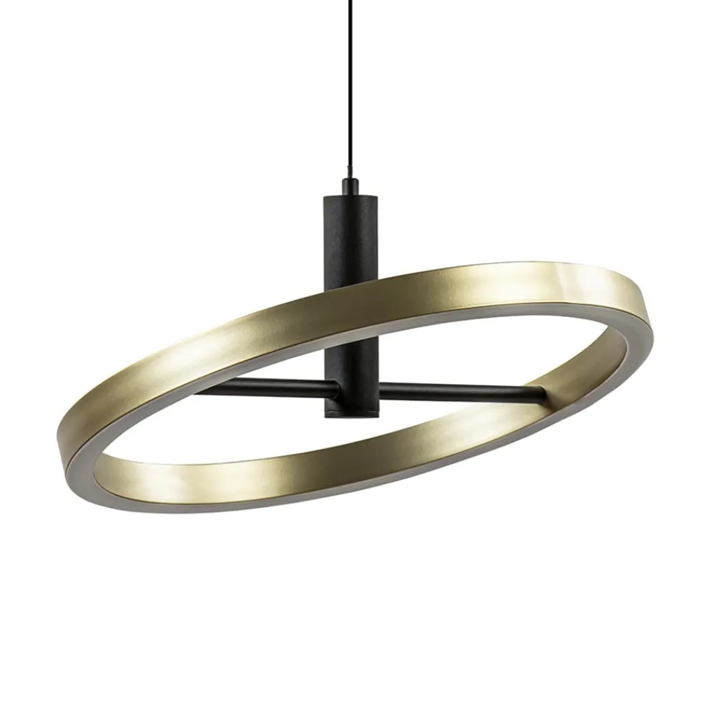 Straluma LED hanglamp Circle zwart/goud 3-standen dimbaar> Hanglampen|Eetkamerverlichting