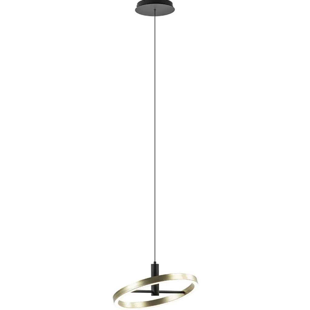 Straluma LED hanglamp Circle zwart/goud 3-standen dimbaar> Hanglampen|Eetkamerverlichting