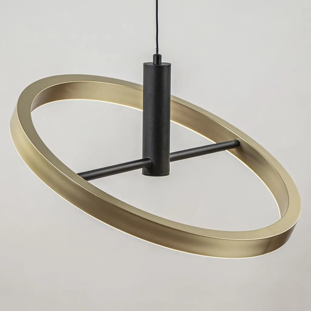 Straluma LED hanglamp Circle zwart/goud 3-standen dimbaar> Hanglampen|Eetkamerverlichting