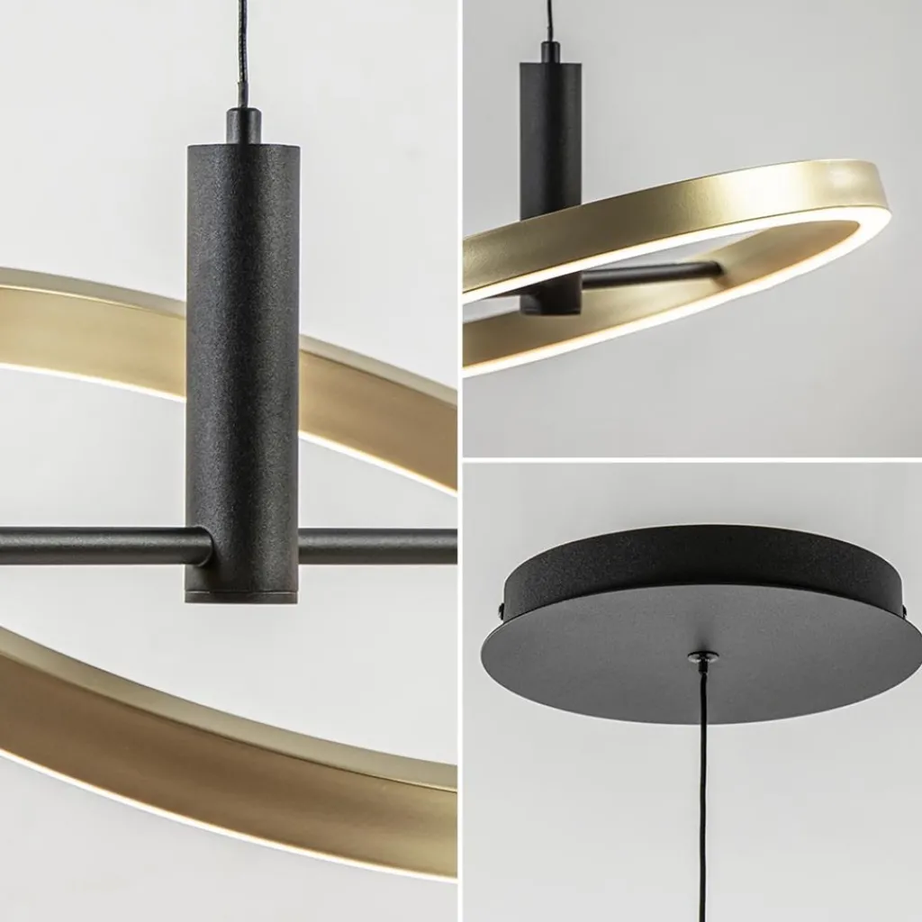 Straluma LED hanglamp Circle zwart/goud 3-standen dimbaar> Hanglampen|Eetkamerverlichting