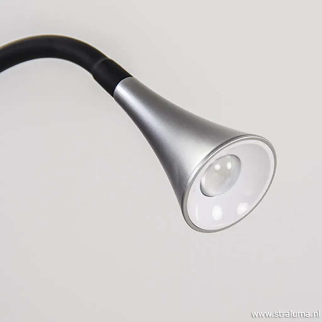 Straluma LED klemlamp/klemspot zwart met zilver> Bedlampjes|Bureaulampen