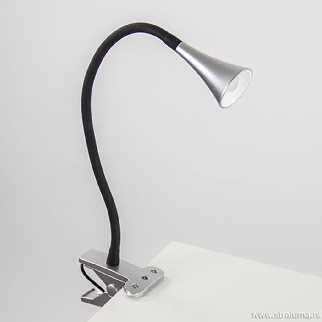 Straluma LED klemlamp/klemspot zwart met zilver> Bedlampjes|Bureaulampen
