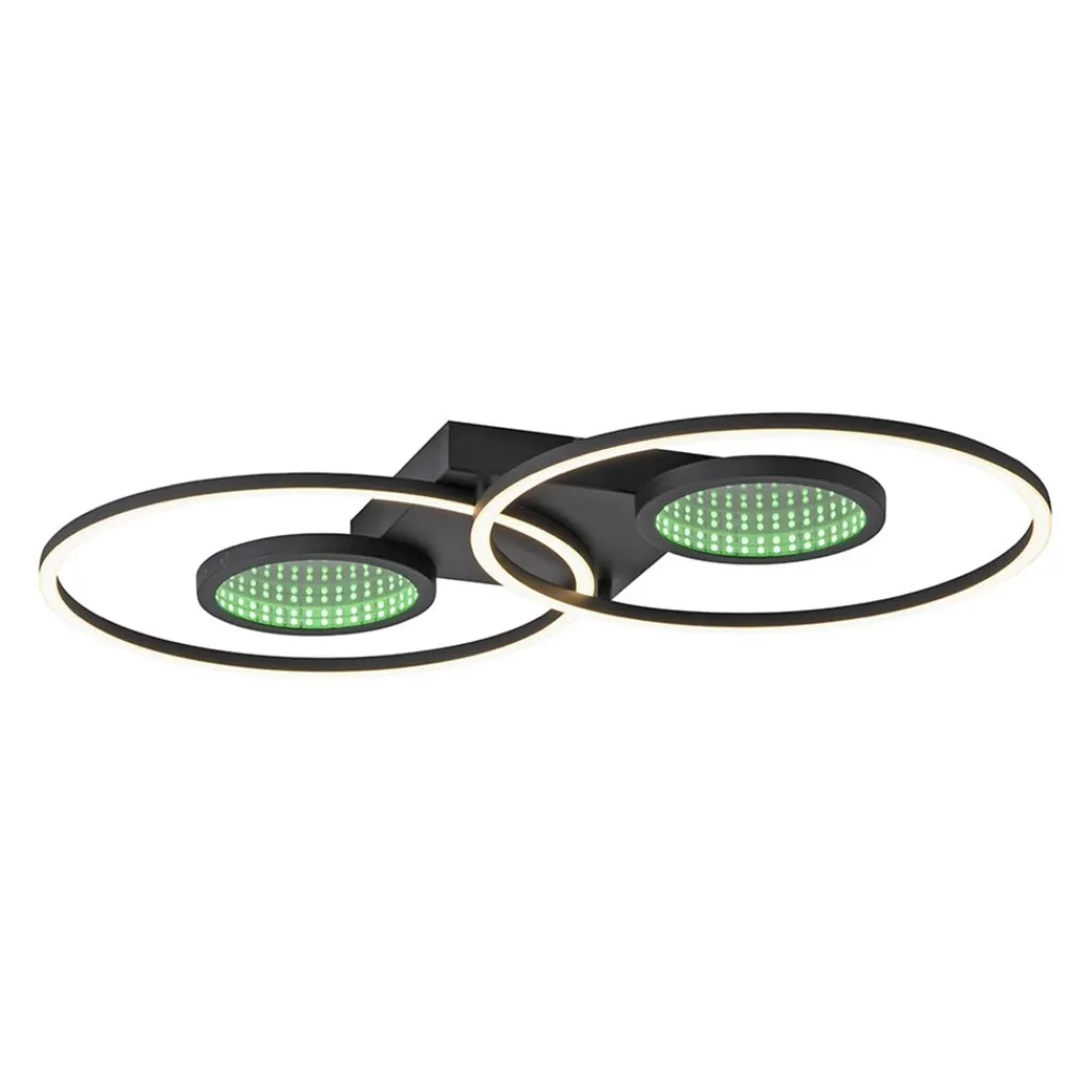 Straluma LED plafondlamp zwart ringen met RGB en memory> Plafondlampen|LED Plafondlampen