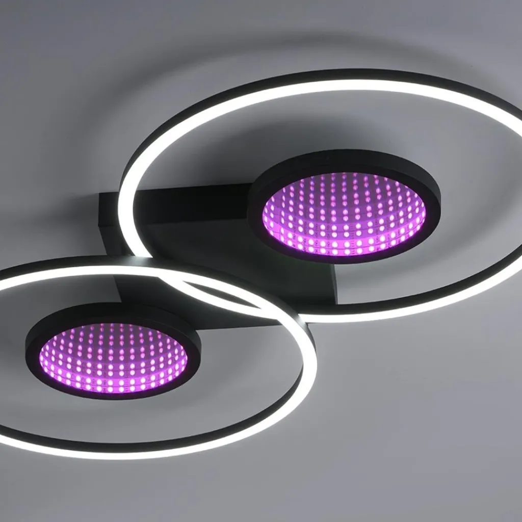 Straluma LED plafondlamp zwart ringen met RGB en memory> Plafondlampen|LED Plafondlampen