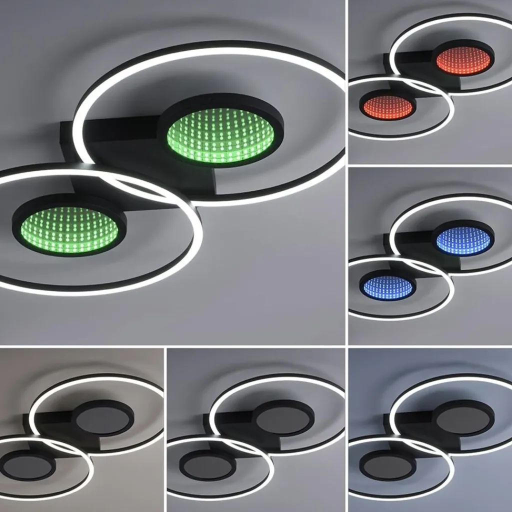 Straluma LED plafondlamp zwart ringen met RGB en memory> Plafondlampen|LED Plafondlampen
