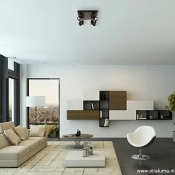 Straluma LED plafondspot vierkant mat zwart></noscript> Plafondlampen|Opbouwspots