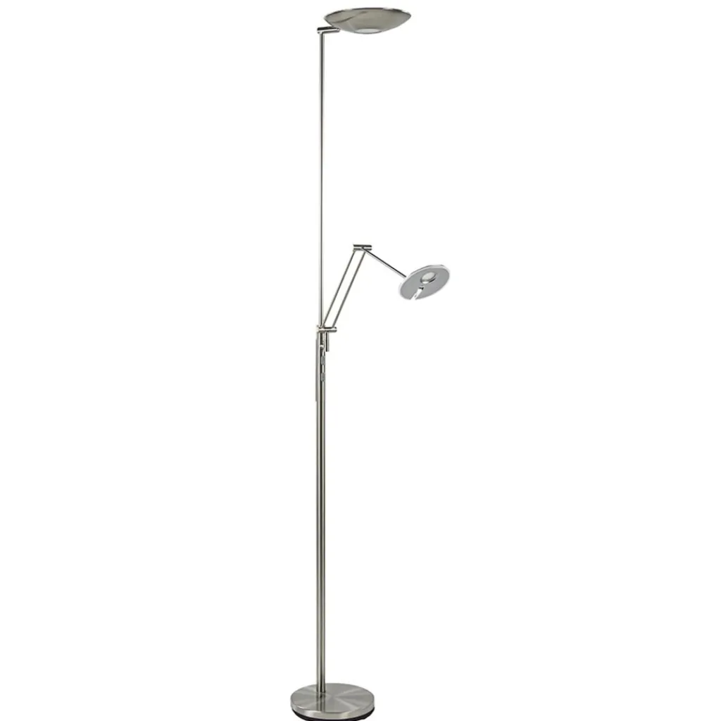 Straluma LED uplighter met verstelbare leesarm nikkel> Vloerlampen|Leeslampen