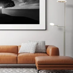 Straluma LED vloerlamp staal met uplighter en helder glas></noscript> Vloerlampen|Leeslampen