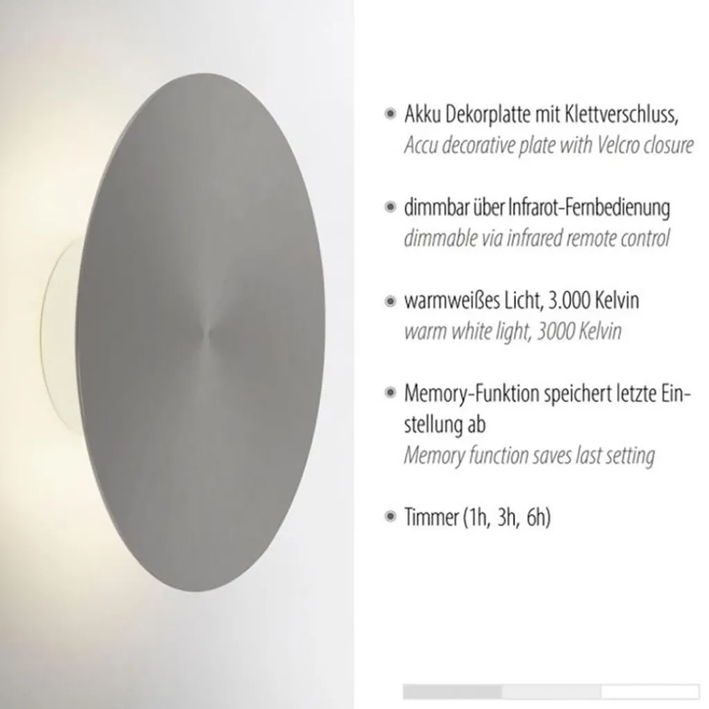 Straluma LED wandlamp op accu grijs dmbaar> Wandlampen|Woonkamerlampen