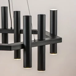 Straluma 12-Lichts design hanglamp 6-hoekig mat zwart><noscript><img width=