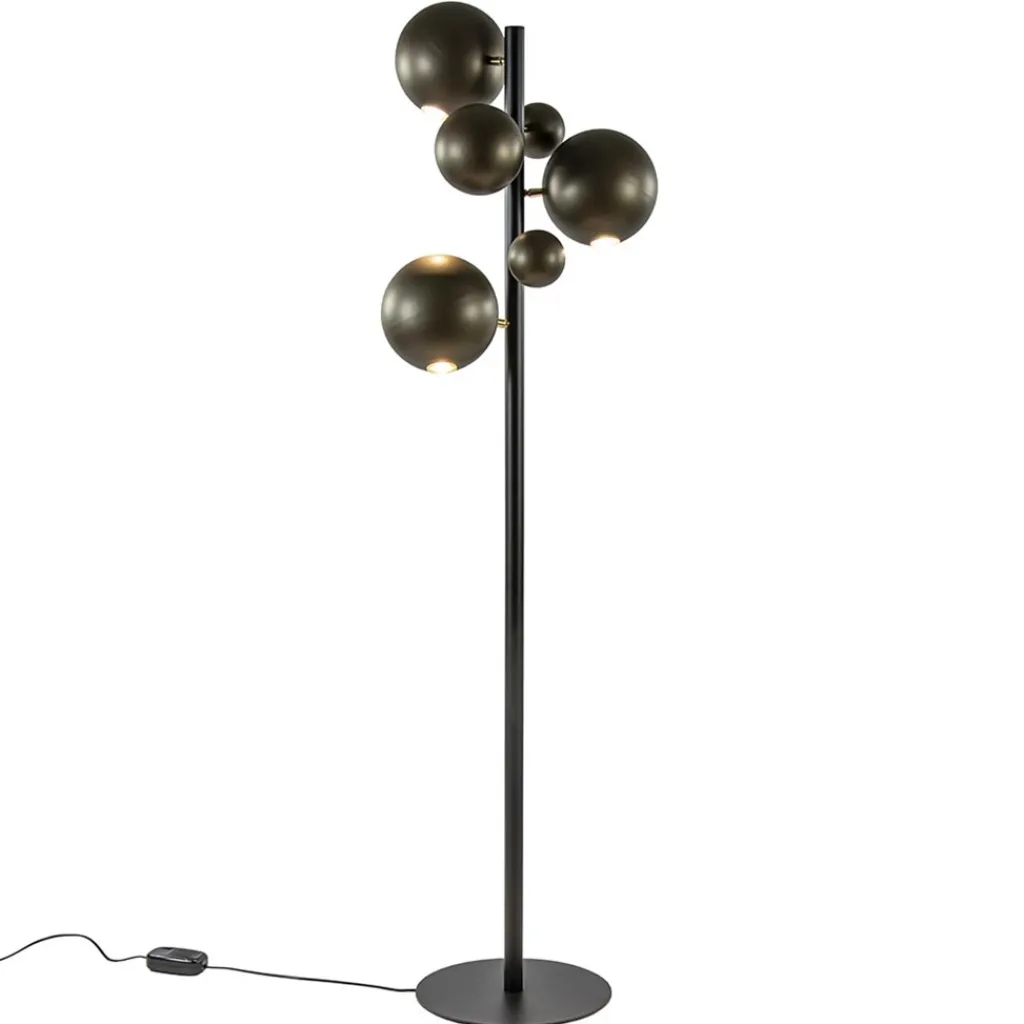 Straluma 3-Lichts design vloerlamp zwart met platinum bollen> Vloerlampen|Design Verlichting
