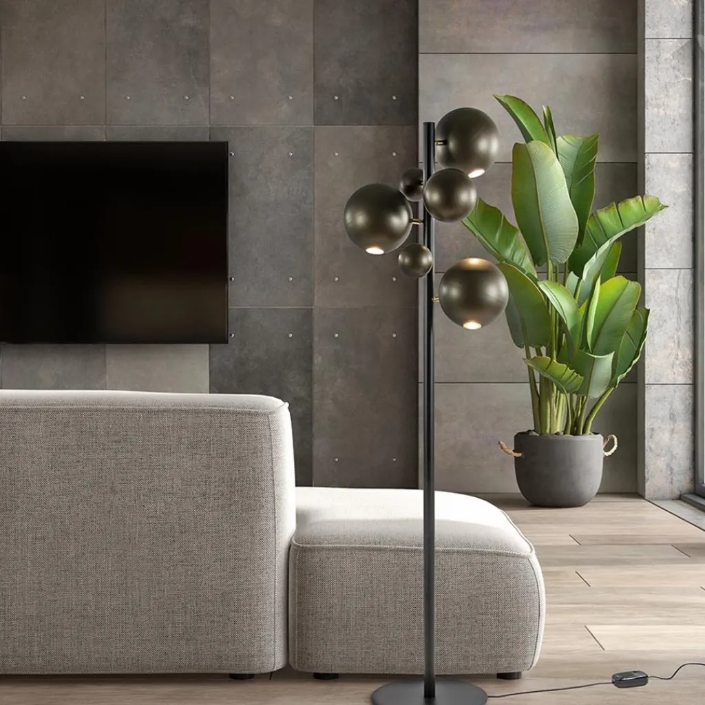 Straluma 3-Lichts design vloerlamp zwart met platinum bollen> Vloerlampen|Design Verlichting