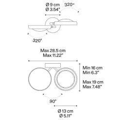 Straluma 2-Lichts design wandlamp Nautilus zwart/chroom> Wandlampen|Keukenverlichting