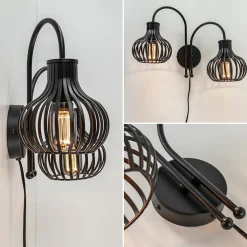 Straluma 2-Lichts draad wandlamp mat zwart><noscript><img width=