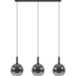 Straluma 3-Lichts eettafelhanglamp mat zwart met smoke glas 30 cm> Eettafellampen|Pendel Lampen