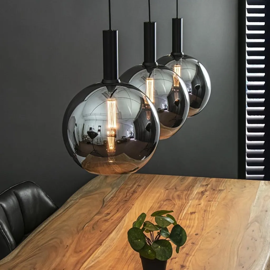 Straluma 3-Lichts eettafelhanglamp mat zwart met smoke glas 30 cm> Eettafellampen|Pendel Lampen