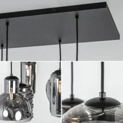 Straluma 6-Lichts eettafelhanglamp met smoke/titanium glas></noscript> Eettafellampen|Pendel Lampen