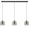 Straluma 3-Lichts eettafelhanglamp met smoke glazen bollen> Eettafellampen|Pendel Lampen