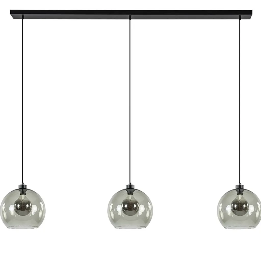 Straluma 3-Lichts eettafelhanglamp met smoke glazen bollen> Eettafellampen|Pendel Lampen