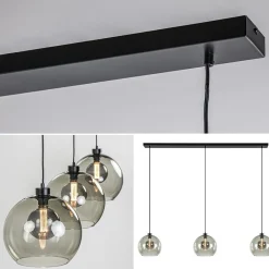 Straluma 3-Lichts eettafelhanglamp met smoke glazen bollen><noscript><img width=