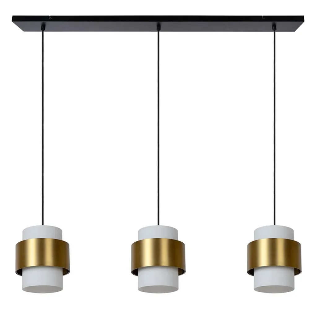 Straluma 3-Lichts eettafelhanglamp mat goud met opaal glas> Eettafellampen|Keukenverlichting