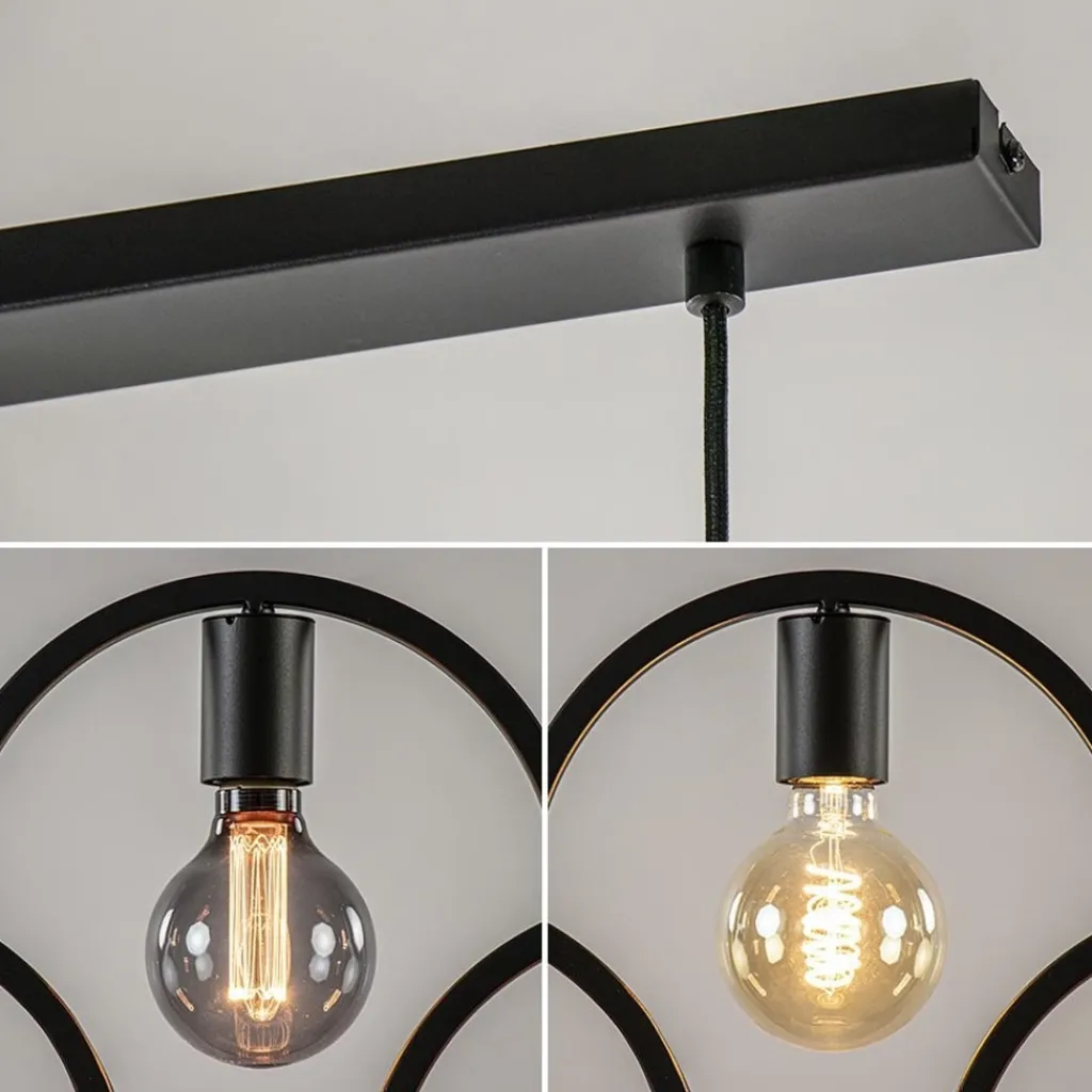 Straluma 5-Lichts eettafelhanglamp ringen mat zwart> Eettafellampen|Eetkamerverlichting