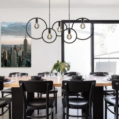 Straluma 5-Lichts eettafelhanglamp ringen mat zwart><noscript><img width=