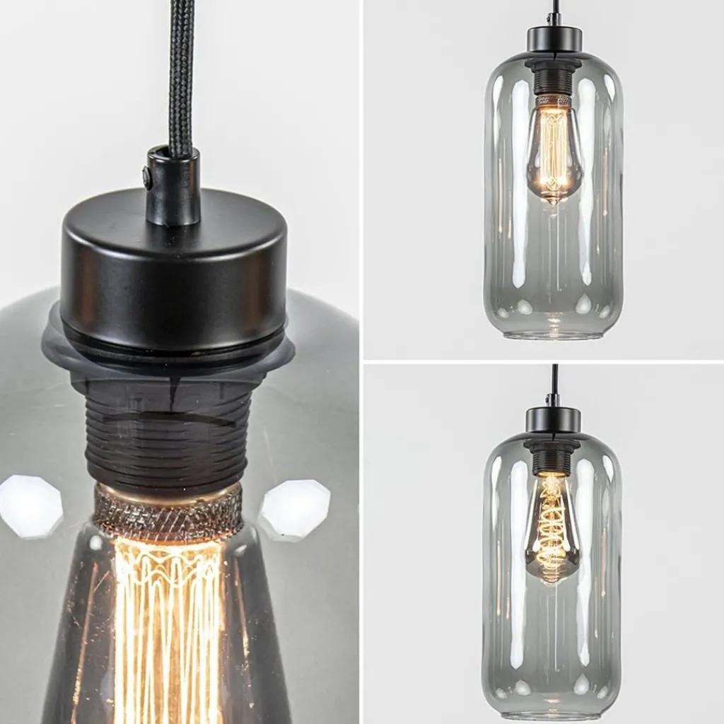 Straluma 3-Lichts eettafelhanglamp smoke glas cilinder> Eettafellampen|Pendel Lampen