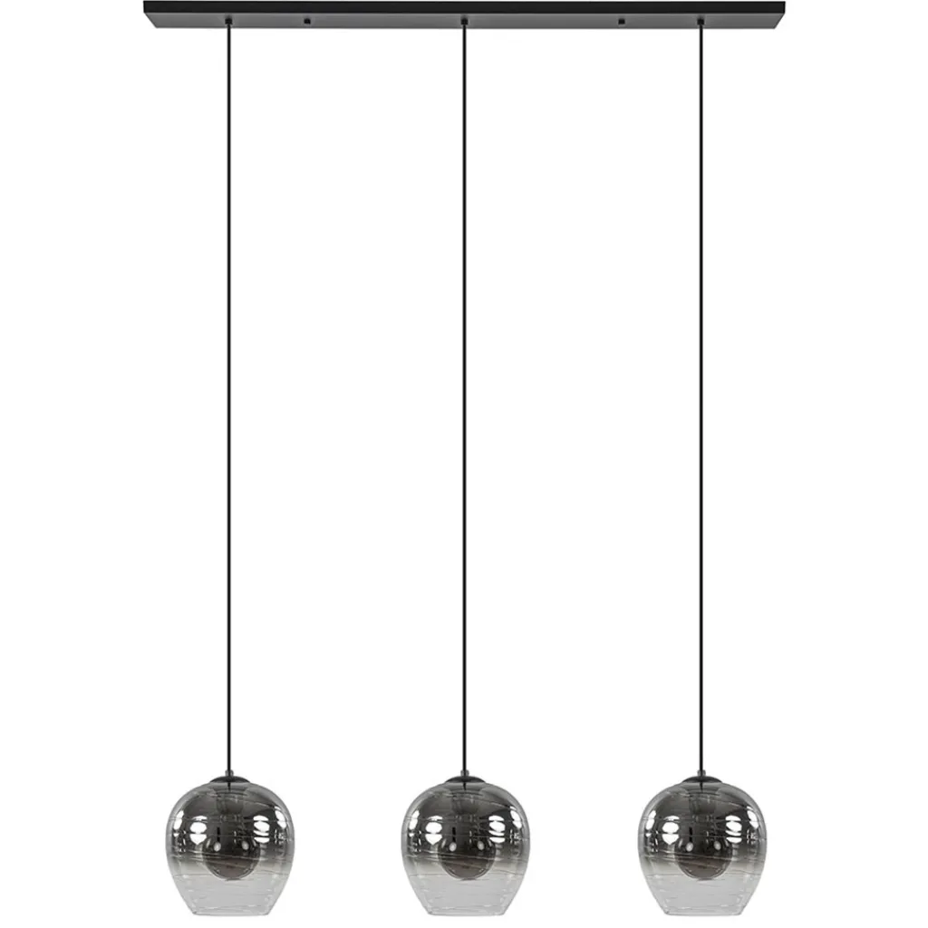 Straluma 3-Lichts eettafelhanglamp smoke/helder glas> Eettafellampen|Pendel Lampen