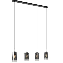 Straluma 4-Lichts eettafelhanglamp smoke glas met verloop> Eettafellampen|Keukenverlichting