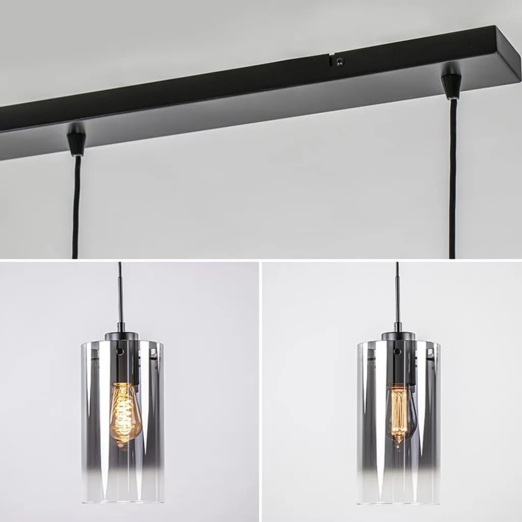 Straluma 4-Lichts eettafelhanglamp smoke glas met verloop> Eettafellampen|Keukenverlichting