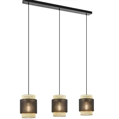 Straluma 3-Lichts eettafelhanglamp webbing met zwart> Eettafellampen|Keukenverlichting