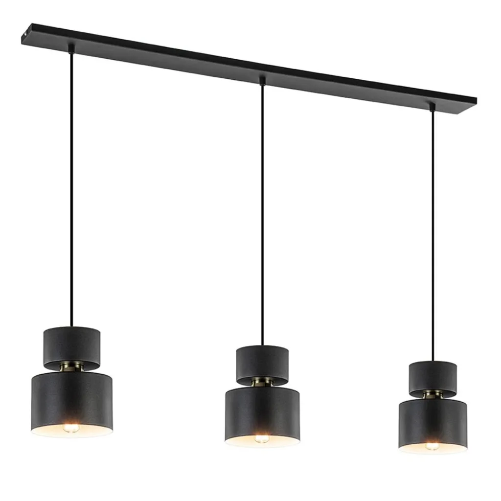 Straluma 3-Lichts eettafelhanglamp zwart met goud accent> Eettafellampen|Keukenverlichting