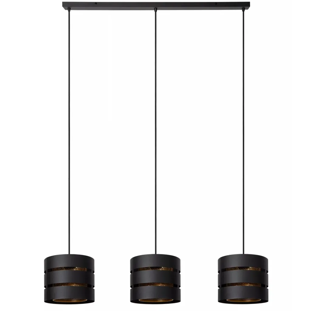 Straluma 3-Lichts eettafelhanglamp zwart met goud> Hanglampen|Eettafellampen