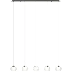 Straluma 5-Lichts hanglamp chroom met helder glas en dimbaar LED> Hanglampen|Eettafellampen